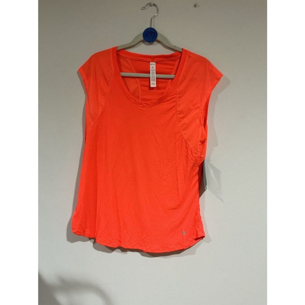Woman’s Bally Total Fitness Sleeveless Orange Activewear Shirt Xl